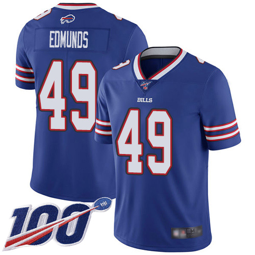 Men Buffalo Bills #49 Tremaine Edmunds Royal Blue Team Color Vapor Untouchable Limited Player 100th Season NFL Jersey->buffalo bills->NFL Jersey